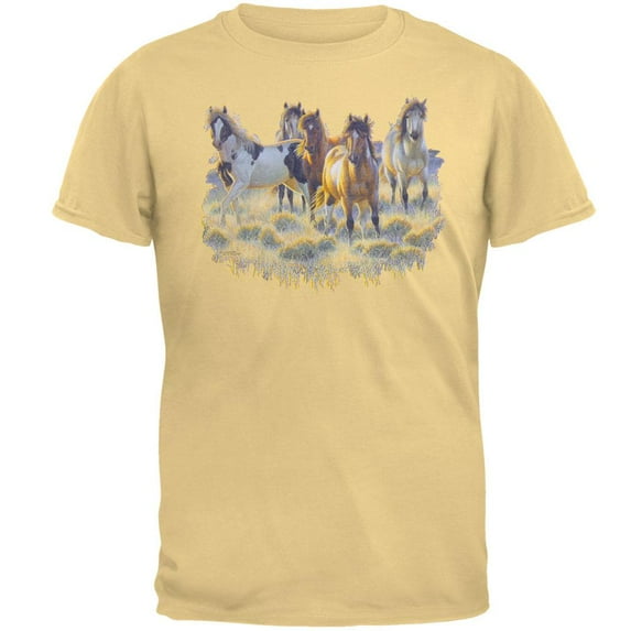Horses In Meadow Adult T-Shirt - 2X-Large