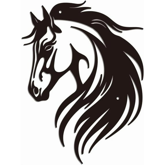 Horses Iron Wall Art Decorations, Black Metal Wall Art Decor Horse Head Pattern Wall Sculptures Animal Wall Art Hanging Home Kitchen Bedroom Living Room Bathroom Outdoor Wall Decoration
