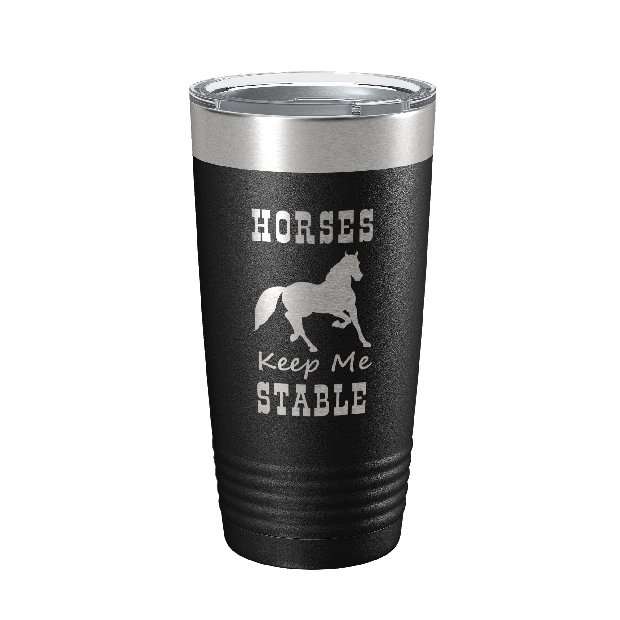 Horses Keep Me Stable Tumbler Horseback Rider Travel Mug Insulated Laser Engraved Equestrian Coffee Cup Gift 20 oz Black