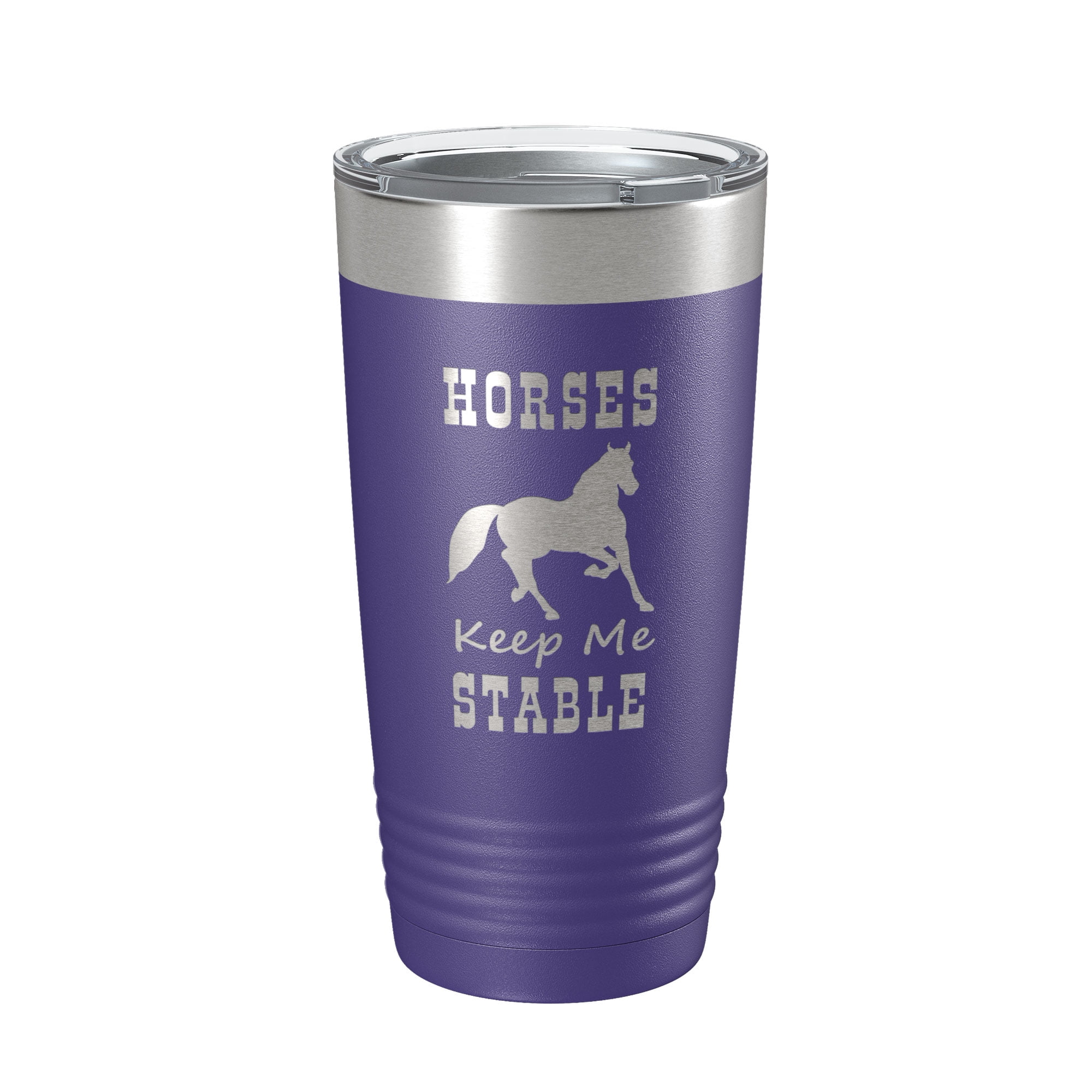 Horses Keep Me Stable Tumbler Horseback Rider Travel Mug Insulated Laser Engraved Equestrian Coffee Cup Gift 20 oz Purple