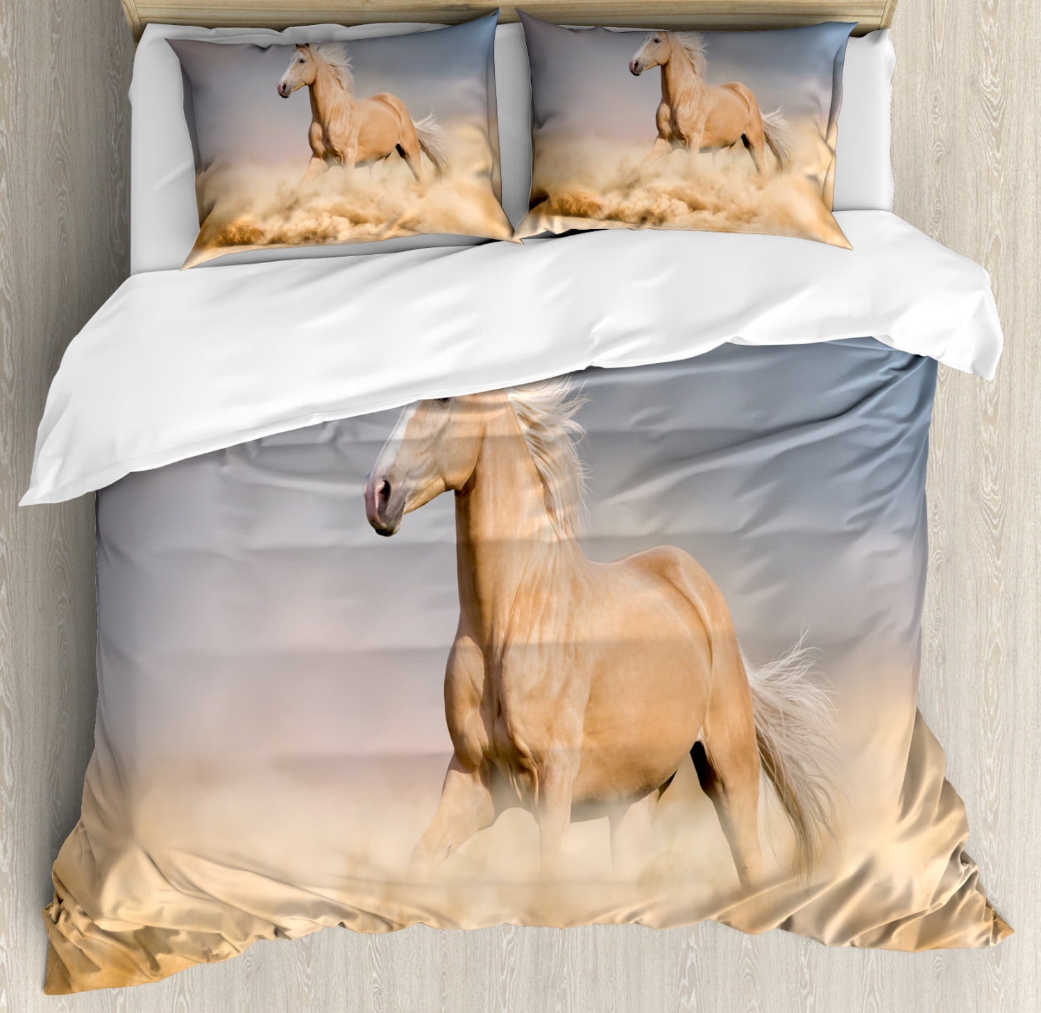 King Size Palomino Horse Print Microfiber Duvet Set