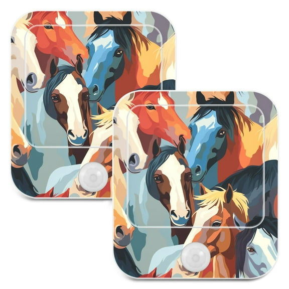 Horses LED Motion Sensor Night Light Plug into Wall 2 Pack Auto Dusk to Dawn Adjustable