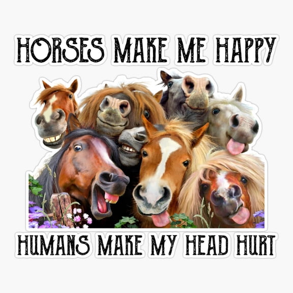 Horses Make Me Happy Quote Sticker