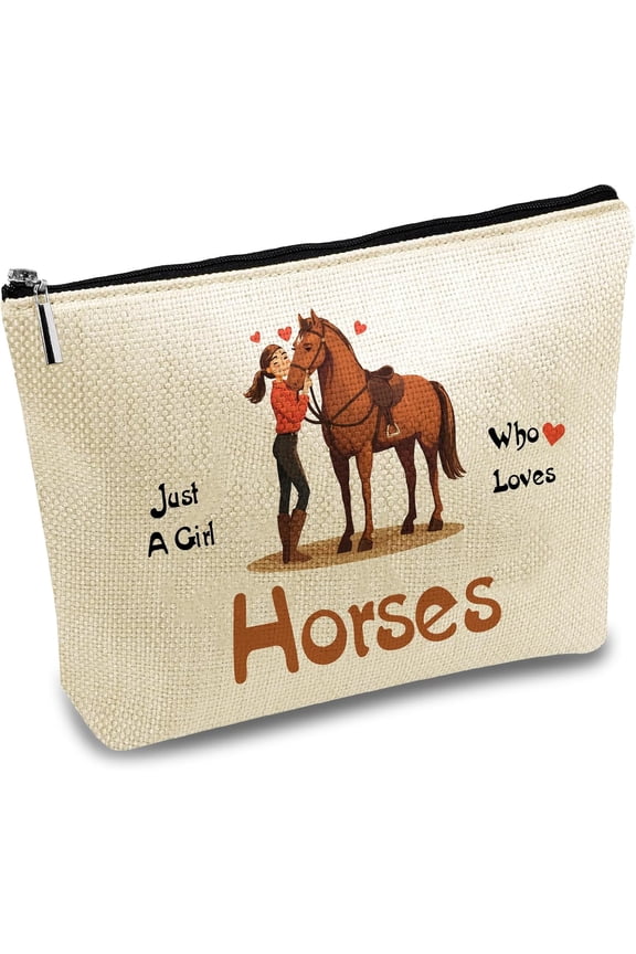 Horses Makeup Bags Canvas Cosmetic Bag Multi Purpose Case Zipper Pouches Toiletry Travel Storage Bag Purse Portable Storage Organizer for Animal Lover Women Daughter Gift 10x7Inch diy