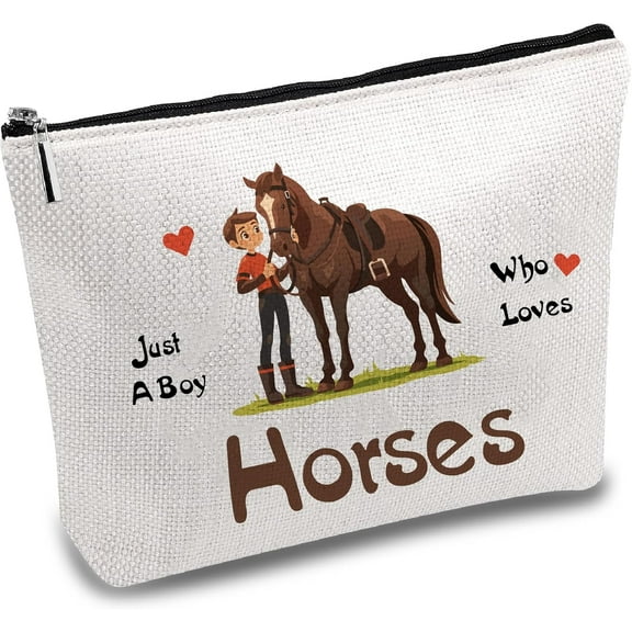 Horses Makeup Bags Canvas Cosmetic Bag Multi Purpose Pen Case Zipper Pouches Toiletry Travel Storage Bag Purse Portable Makeup Storage Organizer