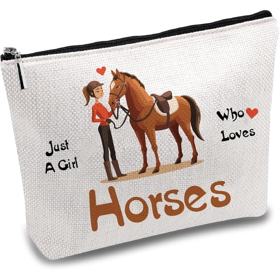 Horses Makeup Bags DIY for Women Travel Cosmetic Bag Zipper Pouch Tool Multi Purpose Pencil Case Toiletry Packing Purse Storage Gag DIY for Staff Worker Daughter Sister Bestie Mom Gifts 10x7Inch