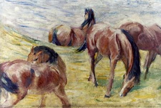 Horses Out To Pasture Canvas Art - Franz Marc (12 x 18)