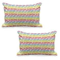 thumbnail image 1 of Horses Quilted Pillowcover Set of 2, Rainbow Colors Giddy Pony Animal Art Retro Design Pattern Abstract Wild and Free, Standard Queen Size Pillow Cover for Bedroom, 36" x 20", Multicolor, by Ambesonne, 1 of 1