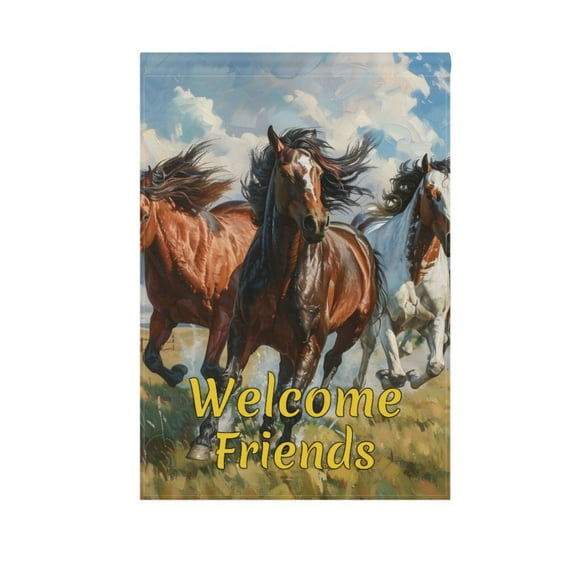 Horses Running Garden Flag House Banner 28" x 40" Double Sided Outdoor Yard Decoration