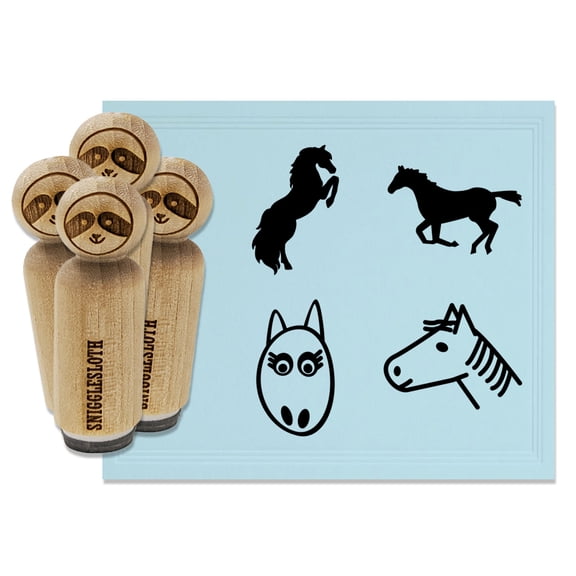 Horses Running Rearing Head Face Rubber Stamp Set for Scrapbooking Crafting Stamping - Mini 1/2 Inch