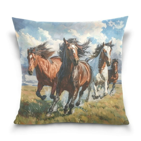 Horses Running Throw Pillow Covers Couch Pillowcases Decor for Bed Sofa 18" x 18"