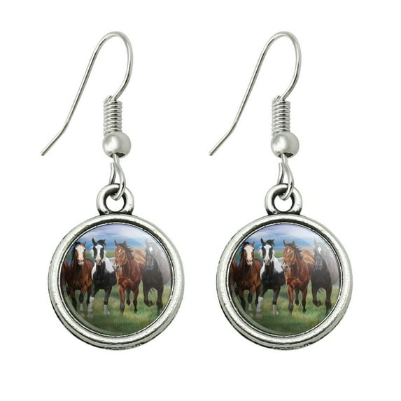 Horses Running Wild Novelty Dangling Drop Charm Earrings
