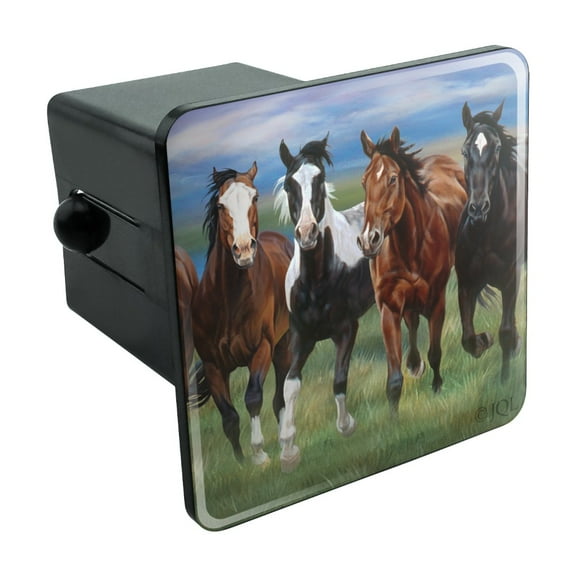 Horses Running Wild Tow Trailer Hitch Cover Plug Insert 2"