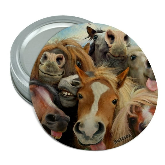 Horses Selfie Round Rubber Non-Slip Jar Gripper Lid Opener