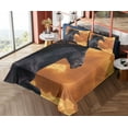 thumbnail image 1 of Ambesonne Nature Fitted & Top Sheet Set with Shams, Galloping Friesian Horse, Black Orange, 1 of 7
