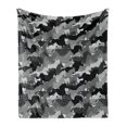 thumbnail image 1 of Horses Soft Flannel Fleece Blanket, Mustang Herd Galloping Together Animal Silhouettes Wildlife Abstract, Cozy Plush for Indoor and Outdoor Use, 60" x 80", Charcoal Grey Grey Black, by Ambesonne, 1 of 6