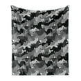 thumbnail image 1 of Horses Soft Flannel Fleece Blanket, Mustang Herd Galloping Together Animal Silhouettes Wildlife Abstract, Cozy Plush for Indoor and Outdoor Use, 70" x 90", Charcoal Grey Grey Black, by Ambesonne, 1 of 6