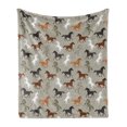 thumbnail image 1 of Horses Soft Flannel Fleece Throw Blanket, Abstract Stallions Simple Design Animals Galloping Curvet Illustration, Cozy Plush for Indoor and Outdoor Use, 60" x 80", Multicolor, by Ambesonne, 1 of 5