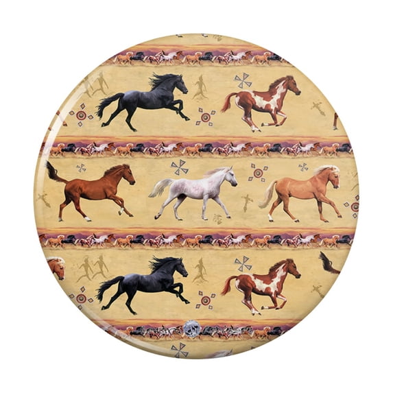Horses Southwestern Border Pattern Pinback Button Pin