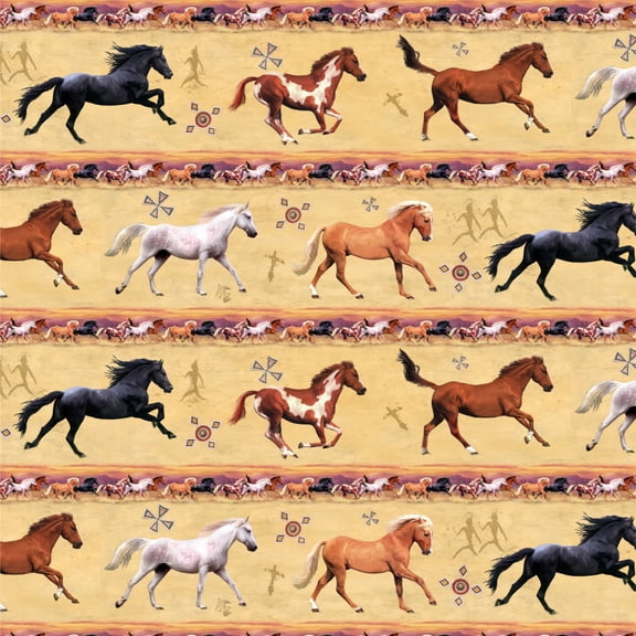 Horses Southwestern Border Pattern Premium Roll Gift Wrap Wrapping Paper