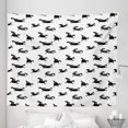 thumbnail image 1 of Horses Tapestry, Doodle Equidae Pattern Monochrome Cartoon Characters Galloping Trotting Pacing, Fabric Wall Hanging Decor for Bedroom Living Room Dorm, 5 Sizes, Black White, by Ambesonne, 1 of 1