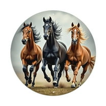 Horses Three Running Vintage Round Metal Tin Sign Nostalgic Metal Sign Home Decor for Bar Garden Kitchen Restaurant Garage 8x8 Inch