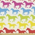 thumbnail image 1 of Ambesonne Horses Fabric by the Yard Upholstery, Rainbow Color Giddy, 5 Yards, Multicolor, 1 of 4