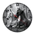 thumbnail image 1 of Horses Wall Clock 10 Inch Silent Non Ticking Round Wooden Clock Decoration for Living Room Kitchen Bedroom Bathroom Office Classroom, 1 of 8