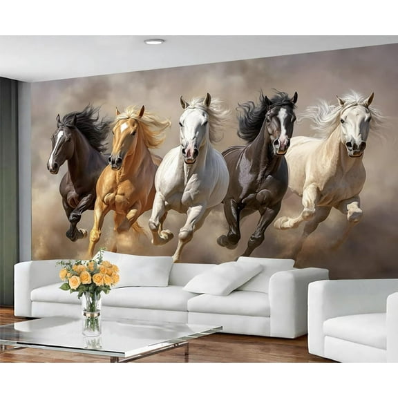 Horses Wall Murals For Bedroom - Running Horse Murals, Galloping Horse Wall Mural For TV Background, Horses Large Mural 110"W x 79"H (Not Peel and Stick)