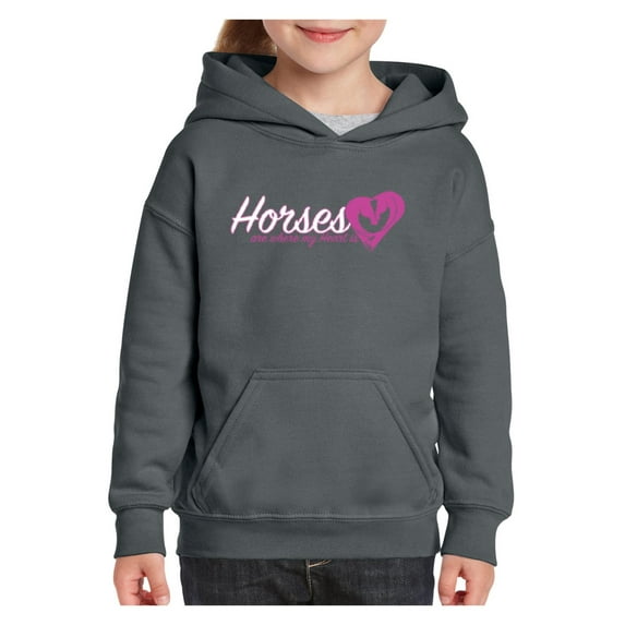 Horses Where My Heart Is Unisex Hoodie For Girls and Boys Youth Sweatshirt