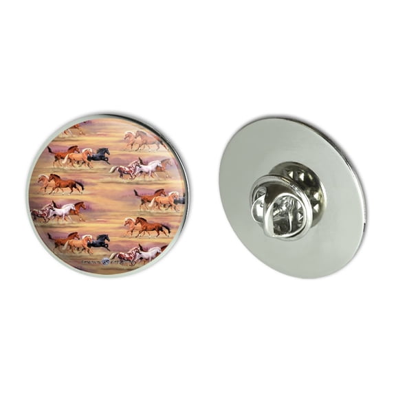 Horses Wild Running Pattern Metal 1.1" Tie Tack Hat Lapel Pin Pinback