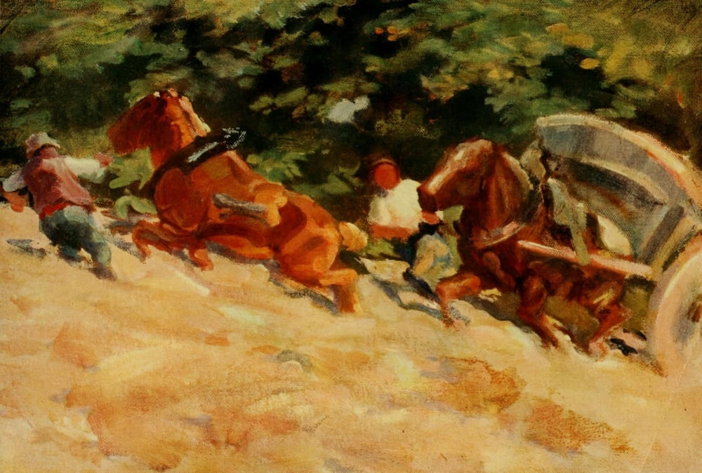 Horses and Movement 1921 Chestnut Horses Canvas Art - Lowes Dalbiac Luard (18 x 24)