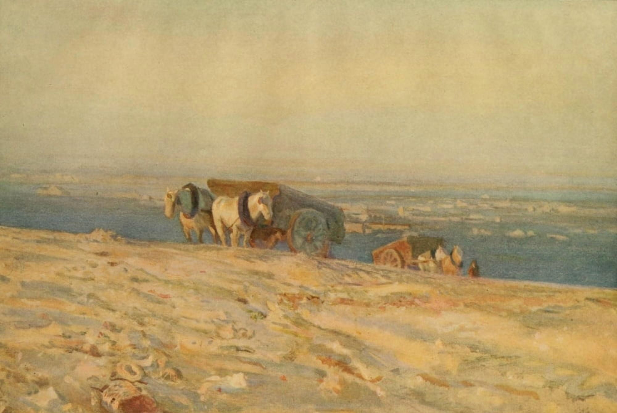 Horses and Movement 1921 On the Hilltop near Paris Canvas Art - Lowes Dalbiac Luard (18 x 24)
