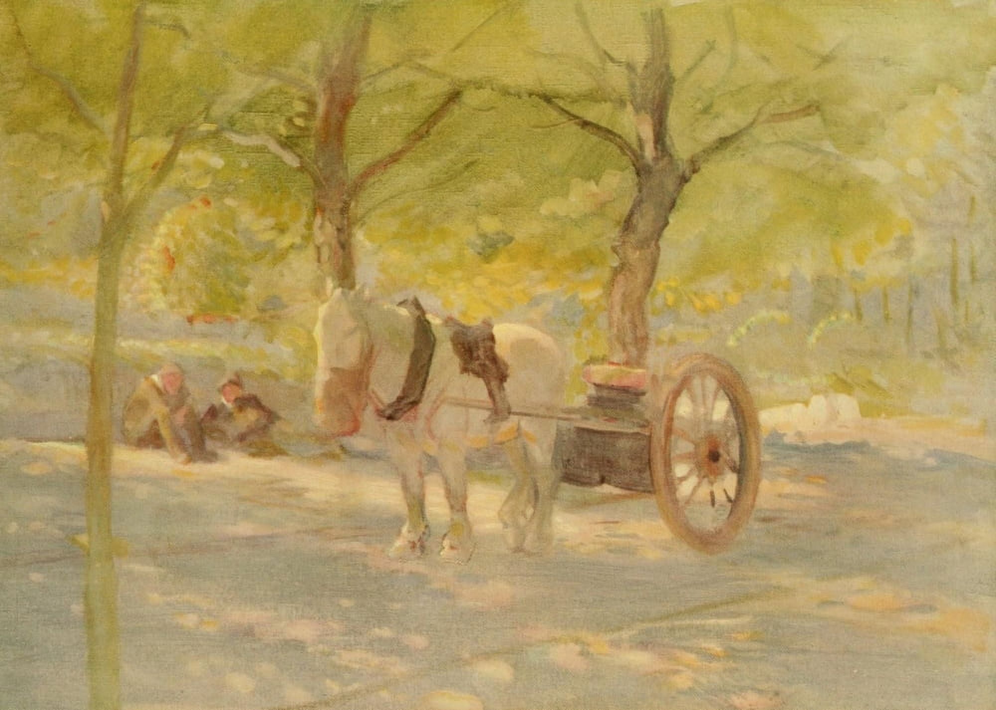 Horses and Movement 1921 Under the Trees Canvas Art - Lowes Dalbiac Luard (24 x 36)