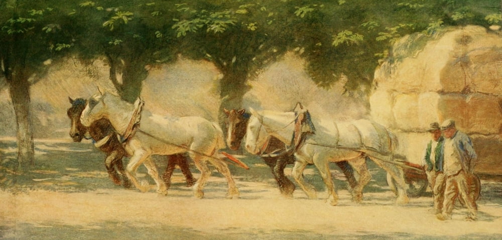 Horses and Movement 1921 Up the Boulevard Canvas Art - Lowes Dalbiac Luard (24 x 36)