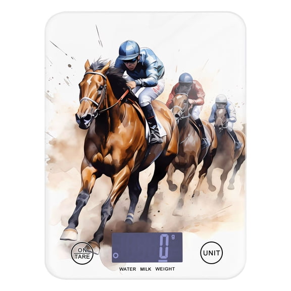 Horses and Peple Food Scale Digital Kitchen Scale Waterproof Tempered Glass Tare Function 11 lb for Baking Cooking Meal Prep
