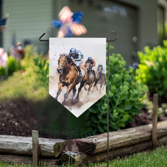 Horses and Peple Garden Flag 18" x 12.5" Double Sided Yard Lawn Outdoor Decor Small Yard Flags