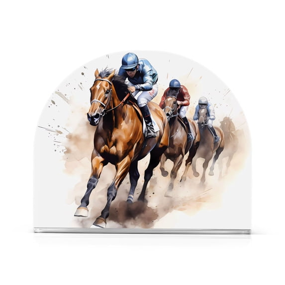 Horses and Peple Napkin Holder for Table Clear Napkin Stand Paper Holder Acrylic Organizer Dispenser Napkins for Dinner Kitchen Restaurant Room