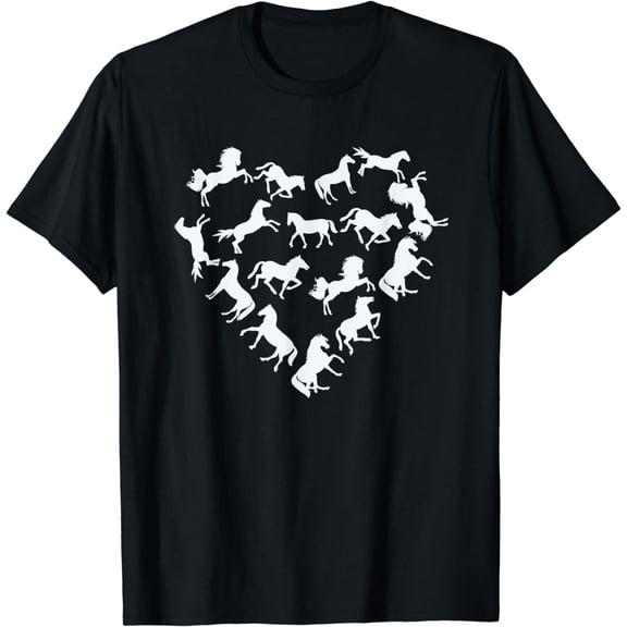 Horses in Heart silhouette For Girls And Boys T-Shirt