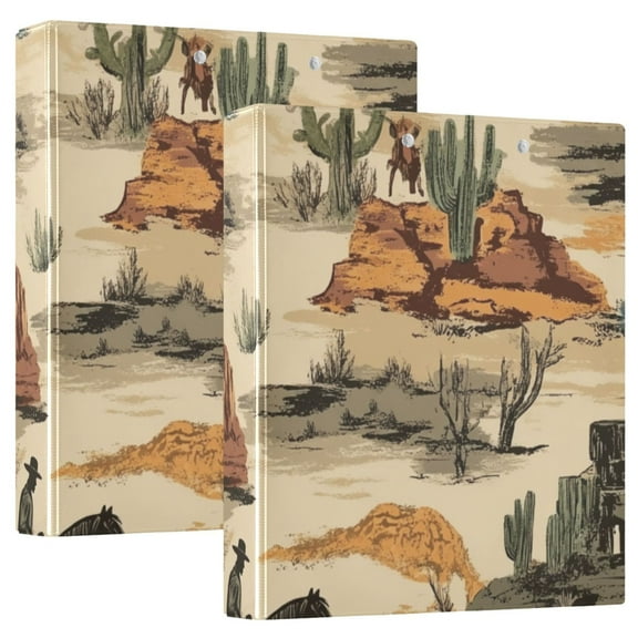 Horses in Wild West 3 Ring Binders 1.5 inch Hardcover File Folders with Interior Pockets A4 Size Organizer for School Office Hospital