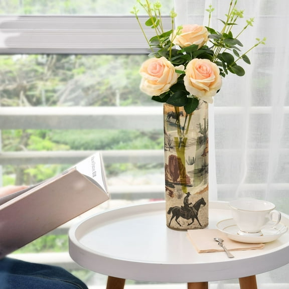 Horses in Wild West Flower Vase Decorative Vases for Flowers Home Decor for Centerpieces Entryway Shelf Living Room