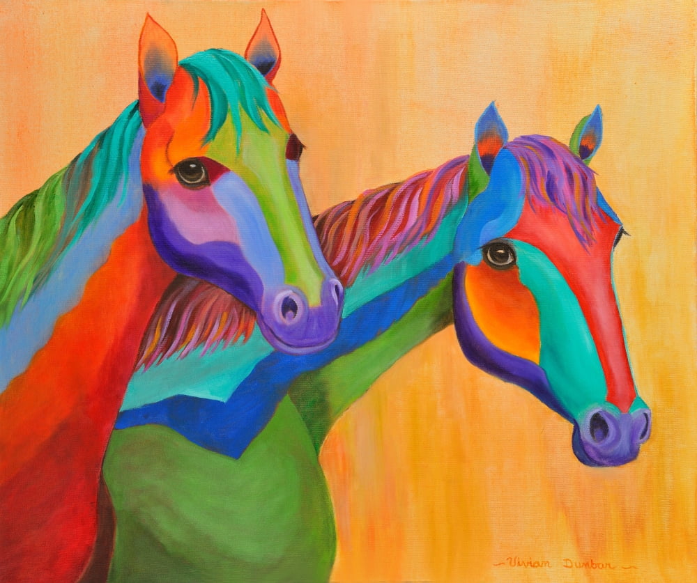 Horses of Color Canvas Art - Vivian Dunbar (24 x 20)