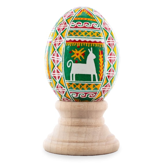 Horses on Circle Authentic Blown Real Eggshell Ukrainian Easter Egg Pysanka