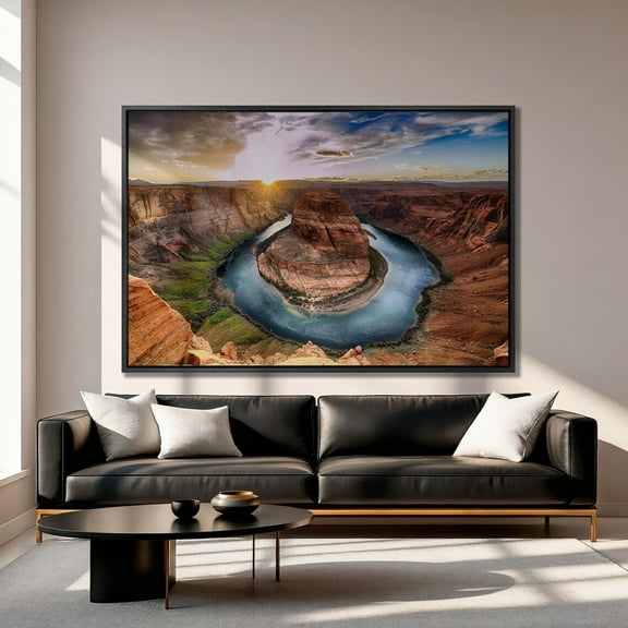 Horseshoe Bend Sunset Art Grand Canyon Panoramic Poster, 12x18 UNFRAMED