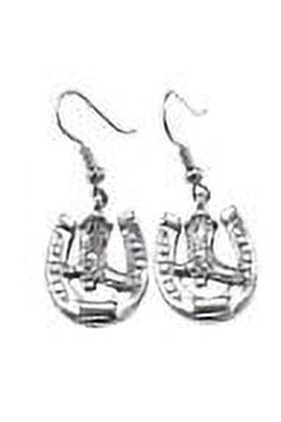 Horseshoe Cowboy Boots Hoop Dangle Earrings Lucky Western Cowgirl Charm Jewelry