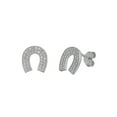 thumbnail image 1 of Horseshoe Earrings, Stud Style Sterling Silver 925, Lucky Charm Jewelry, 1 of 2