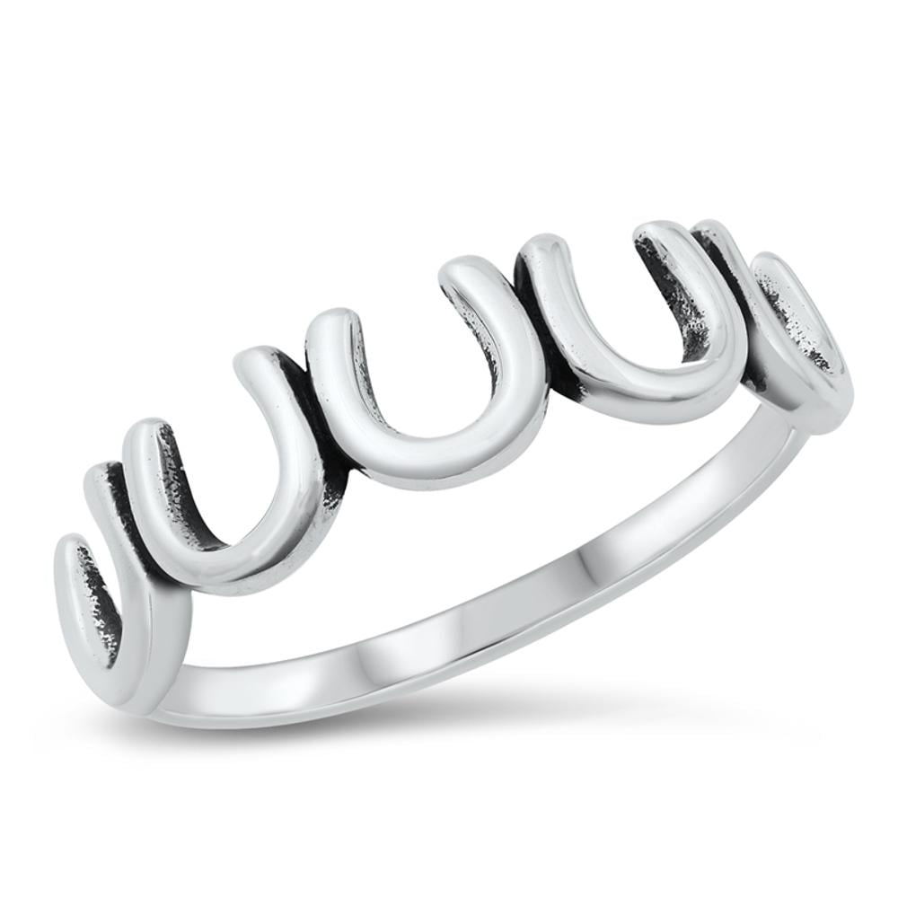 Horseshoe Good Luck Ring .925 Sterling Silver Band Jewelry Female 