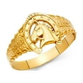 thumbnail image 1 of Horseshoe Horse Head Good Luck Ring Solid 14k Yellow Gold Lucky Charm Band Polished Finish 11MM Size 9, 1 of 1