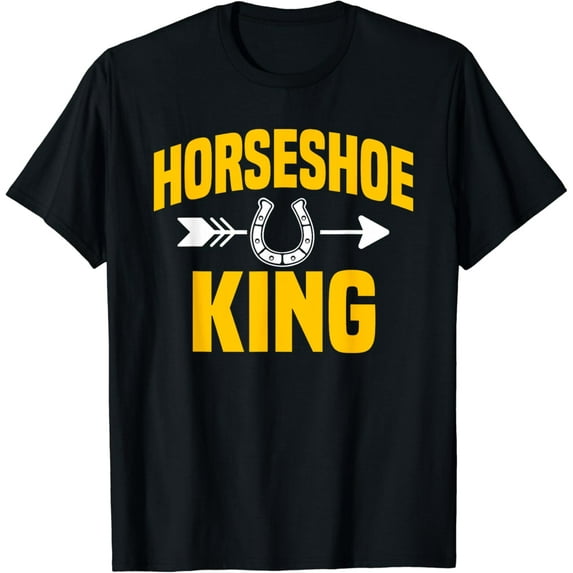 Horseshoe King Pitching Horse Lover Ferrier Funny Creative Graphic T-Shirt