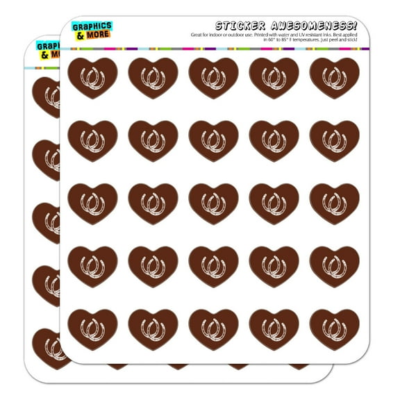 Horseshoe Lucky Double Cowboy Brown Heart Shaped Planner Calendar Scrapbook Craft Stickers